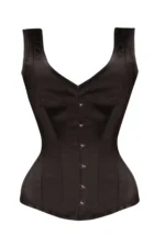 Black Cotton Twill Classic Steel Boned Waist Trainer Hip Gores