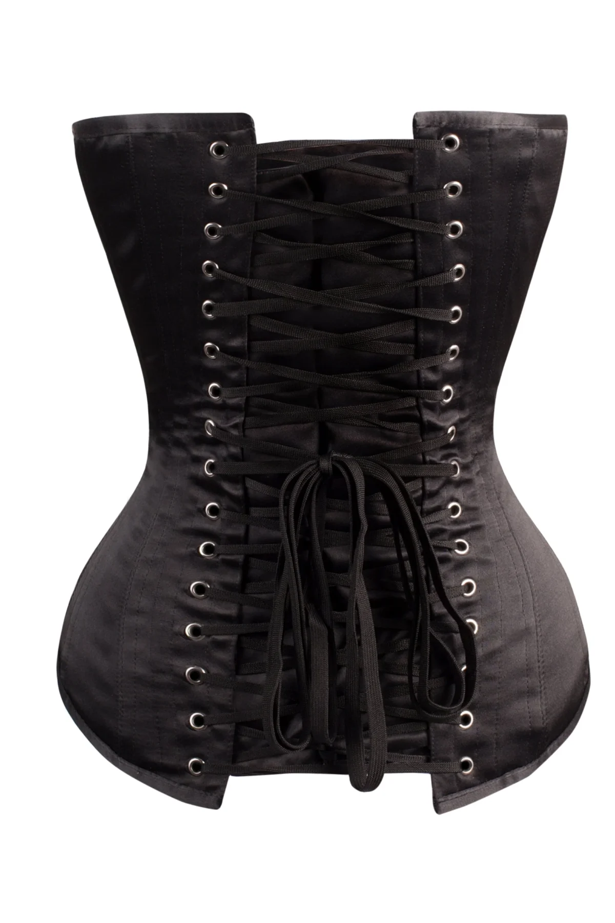 Black Cotton Twill Classic Steel Boned Waist Trainer Hip Gores