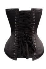 Black Cotton Twill Classic Steel Boned Waist Trainer Hip Gores
