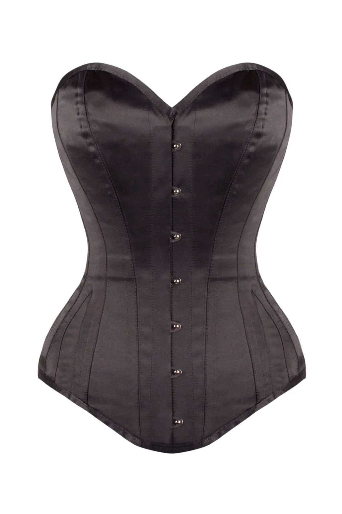 Black Cotton Twill Classic Steel Boned Waist Trainer Hip Gores