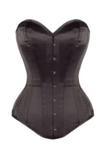 Black Cotton Twill Classic Steel Boned Waist Trainer Hip Gores