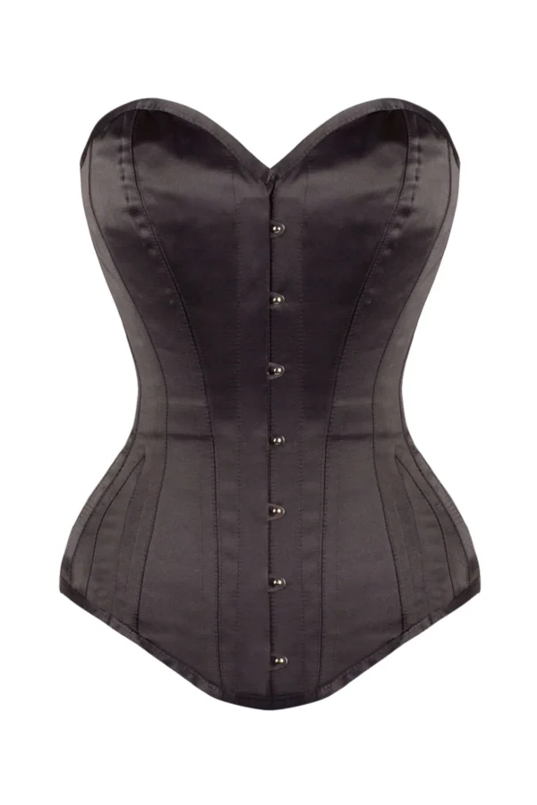 Black Cotton Twill Classic Steel Boned Waist Trainer Hip Gores