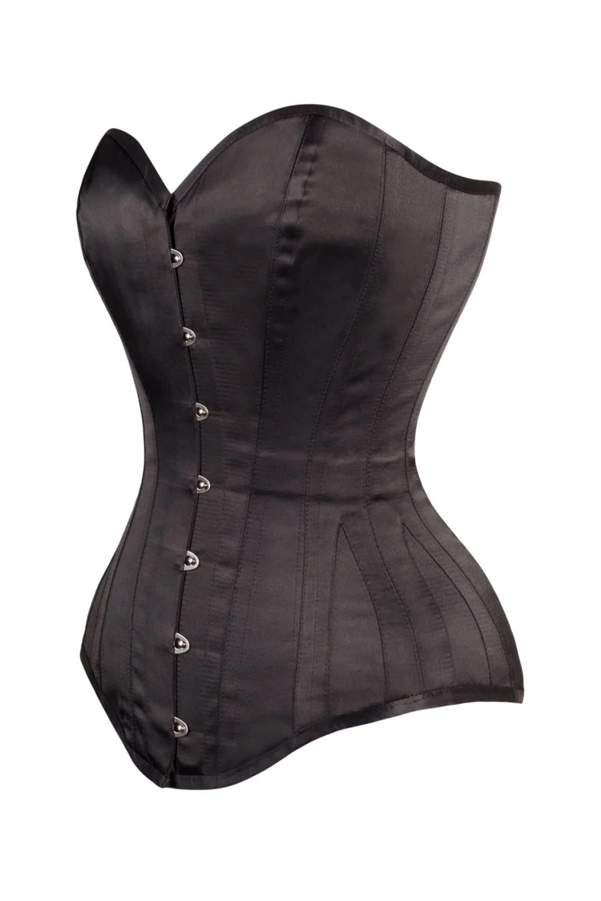 Black Cotton Twill Classic Steel Boned Waist Trainer Hip Gores