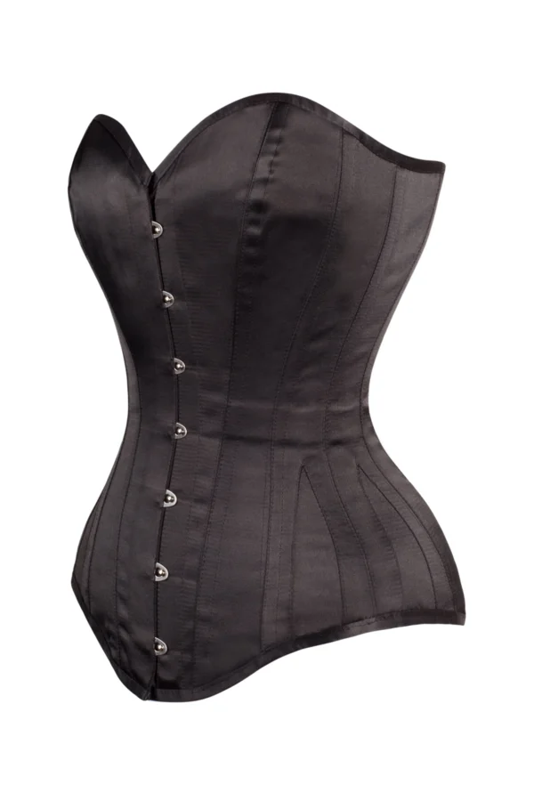 Black Cotton Twill Classic Steel Boned Waist Trainer Hip Gores