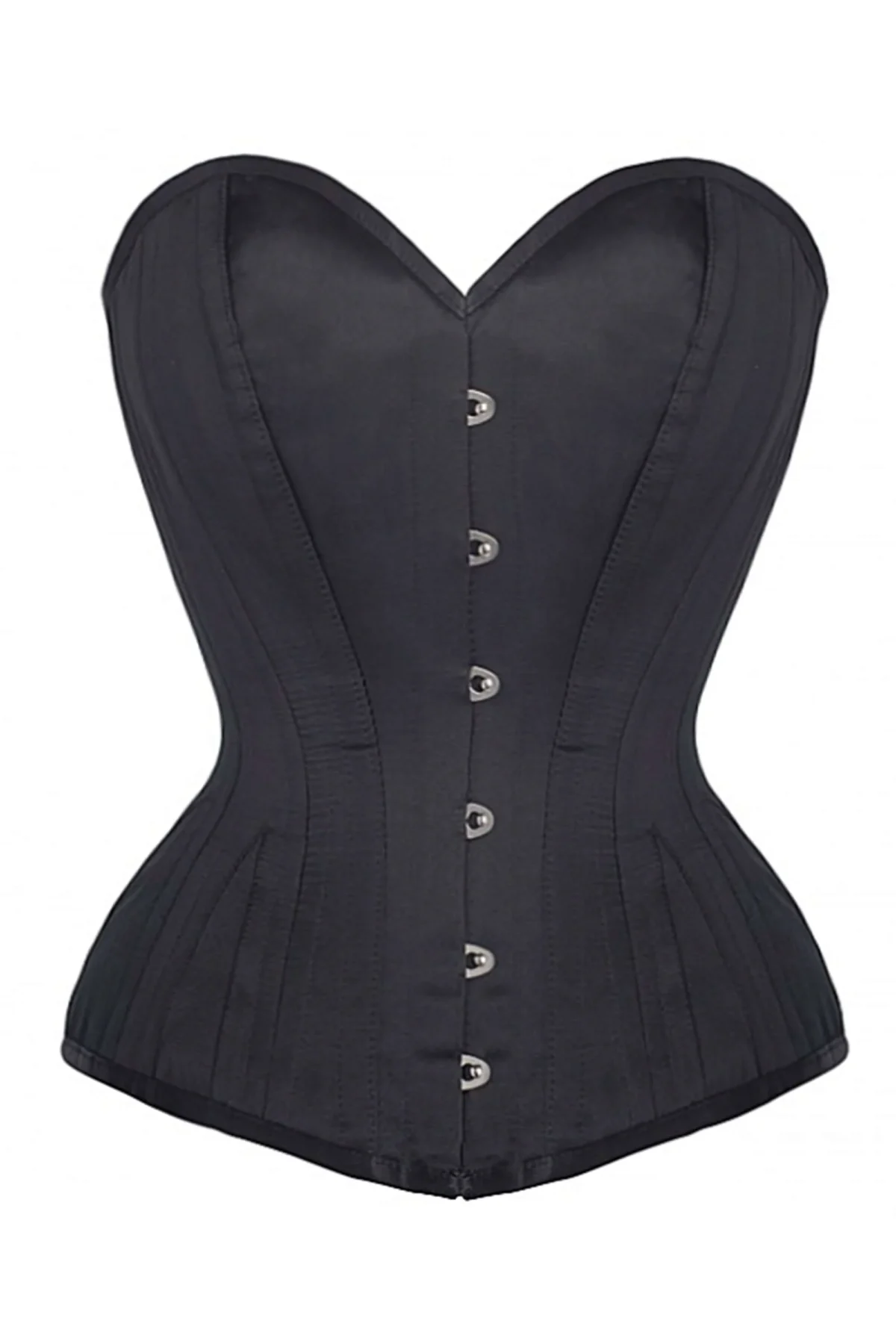 Black Cotton Twill Classic Steel Boned Waist Trainer Hip Gores