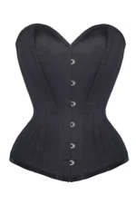 Black Cotton Twill Classic Steel Boned Waist Trainer Hip Gores