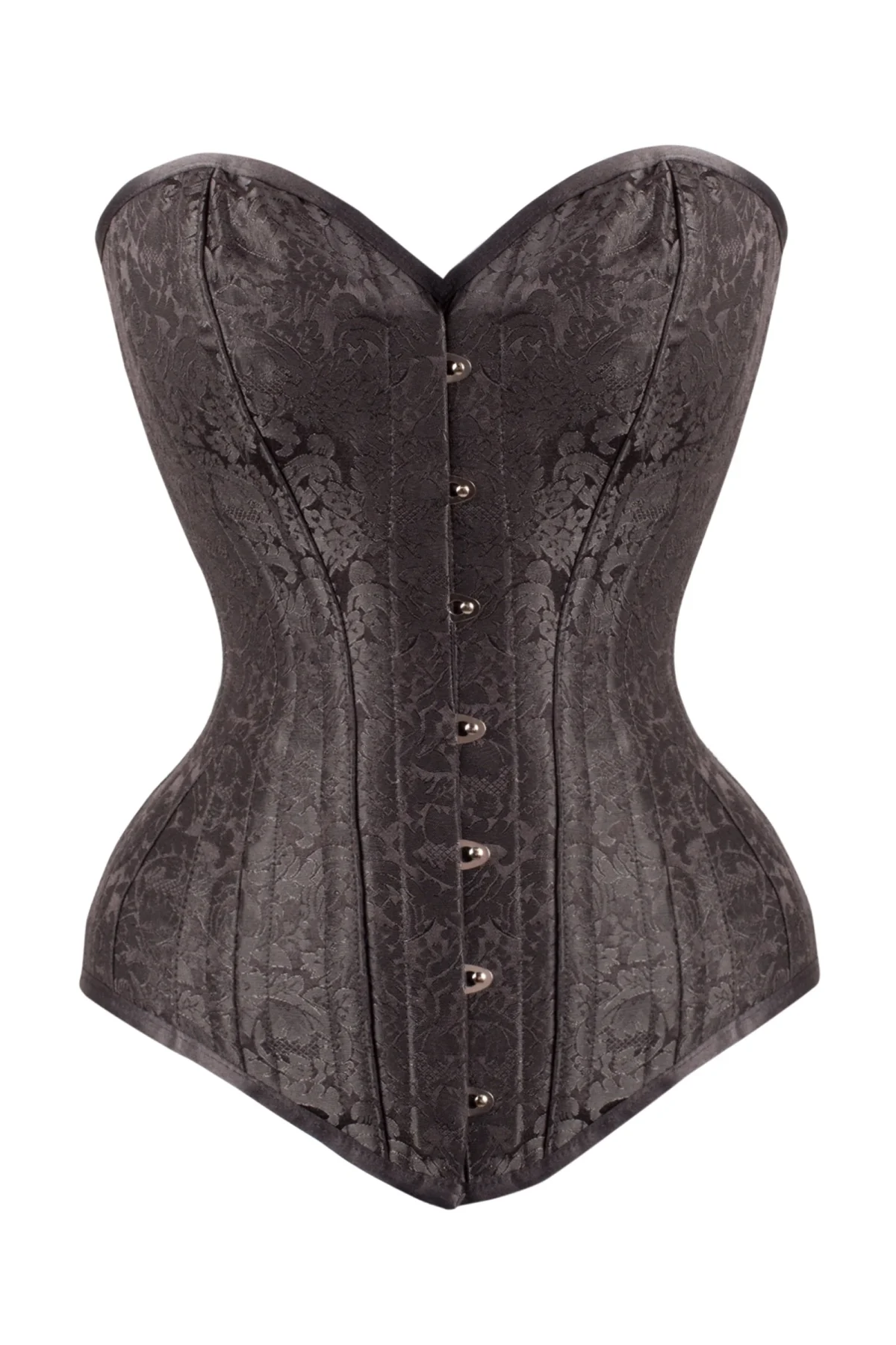 Black Cotton Twill Classic Steel Boned Waist Trainer Hip Gores
