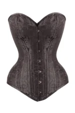 Black Cotton Twill Classic Steel Boned Waist Trainer Hip Gores