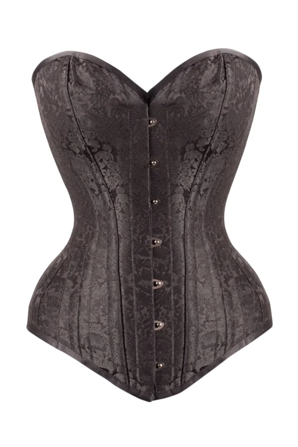Black Cotton Twill Classic Steel Boned Waist Trainer Hip Gores