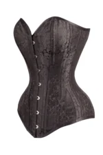 Black Cotton Twill Classic Steel Boned Waist Trainer Hip Gores