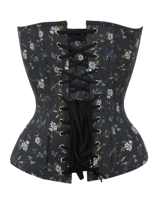 Ditsy Floral Printed Cotton Overbust Steel Boned Corset curvycorset.com