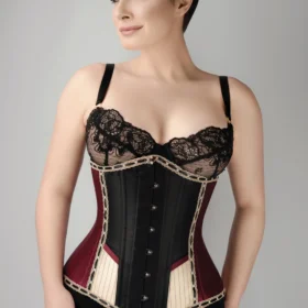 Style: Longline,Underbust Corset Features: Cord Lacing,Hip Gores,Steel Busk Colour: Burgundy Achievable Waist Reduction: 3-4" Pointed Underbust Fully Adjustable Structured Corset with Criss Cross Lacing Front and Back Modesty Panel Strong Corset Cord Lacing Strong Waist Tape 6 Suspender Loops Outer Material: 100% Polyester Lining: 100% Cotton Twill 10 x 4mm Lightweight Spiral Steel Bones, 4 x 7mm Lightweight Flat Steel Bones Busk Length: 12" (All Corset Sizes)