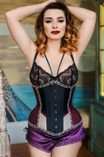 Burgundy Victorian Circus Inspired Longline Underbust Corset - Image 3