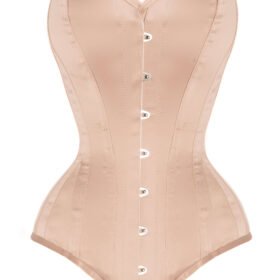 Black Cotton Twill Classic Steel Boned Waist Trainer Hip Gores