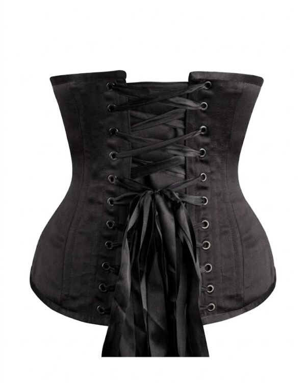 Instant Shape Black Satin Gothic Longline Underbust Corset curvycorset.com