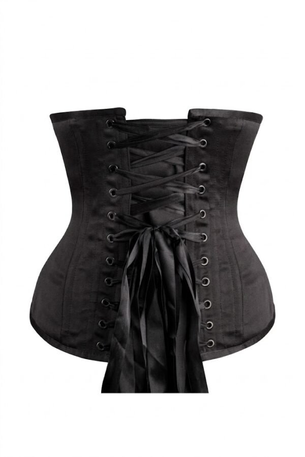 Instant Shape Black Satin Gothic Longline Underbust Corset curvycorset.com