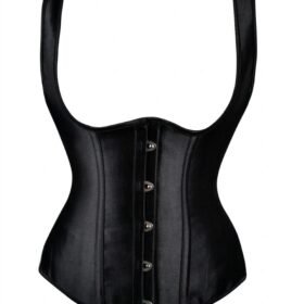 Black High Back Underbust Gothic Corset With Straps curvycorset.com