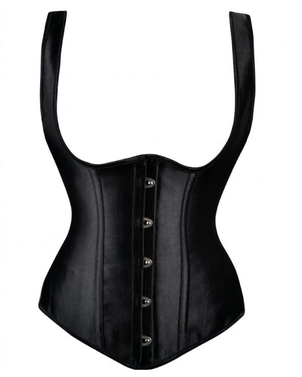 Black High Back Underbust Gothic Corset With Straps curvycorset.com