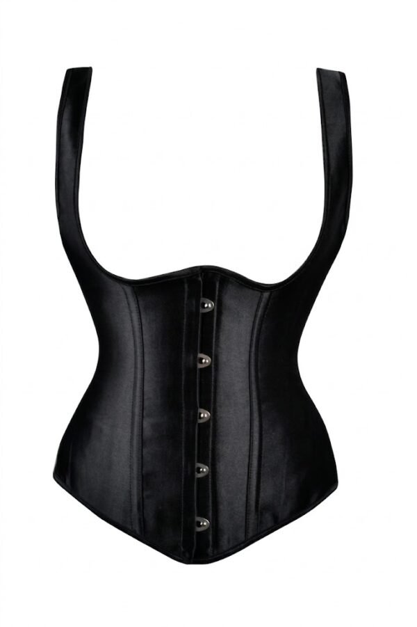 Black High Back Underbust Gothic Corset With Straps curvycorset.com