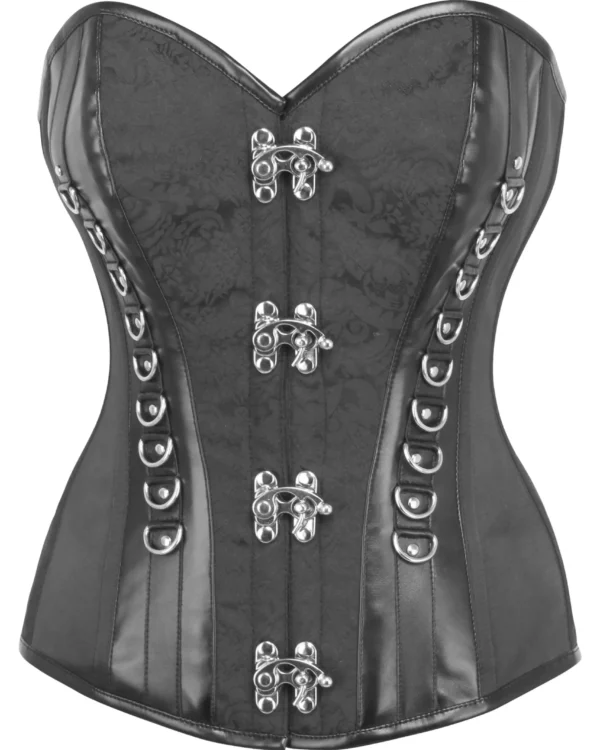 Black Brocade Strapless Gothic Corset Bustier Top curvycorset.com