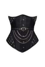 Black Faux Leather Gothic Underbust Corset Belt curvycorset.com