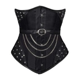 Black Faux Leather Gothic Underbust Corset Belt curvycorset.com