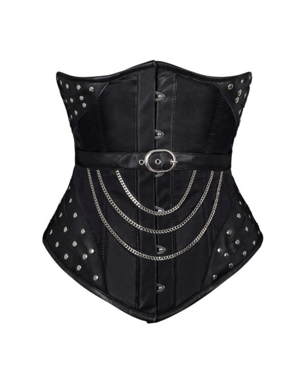 Black Faux Leather Gothic Underbust Corset Belt curvycorset.com