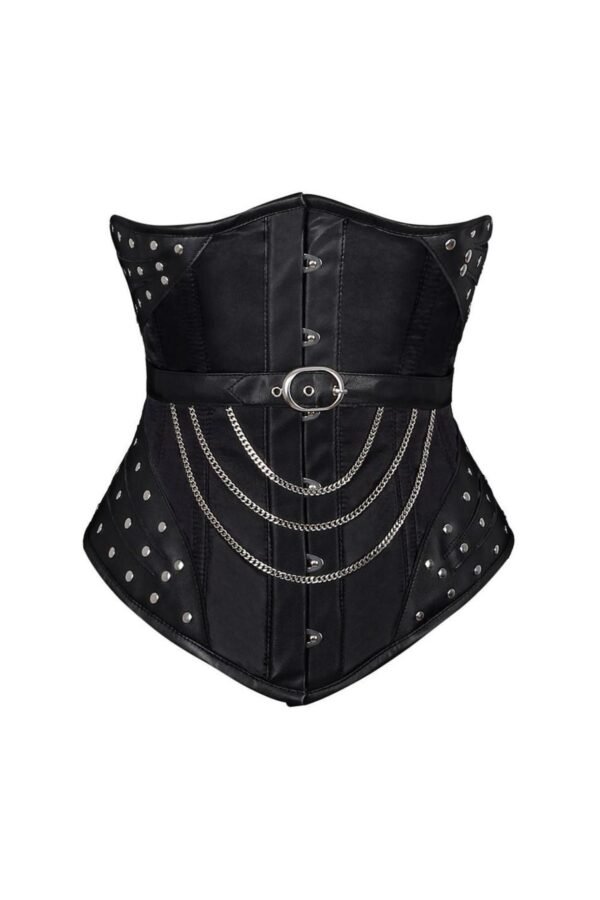 Black Faux Leather Gothic Underbust Corset Belt curvycorset.com
