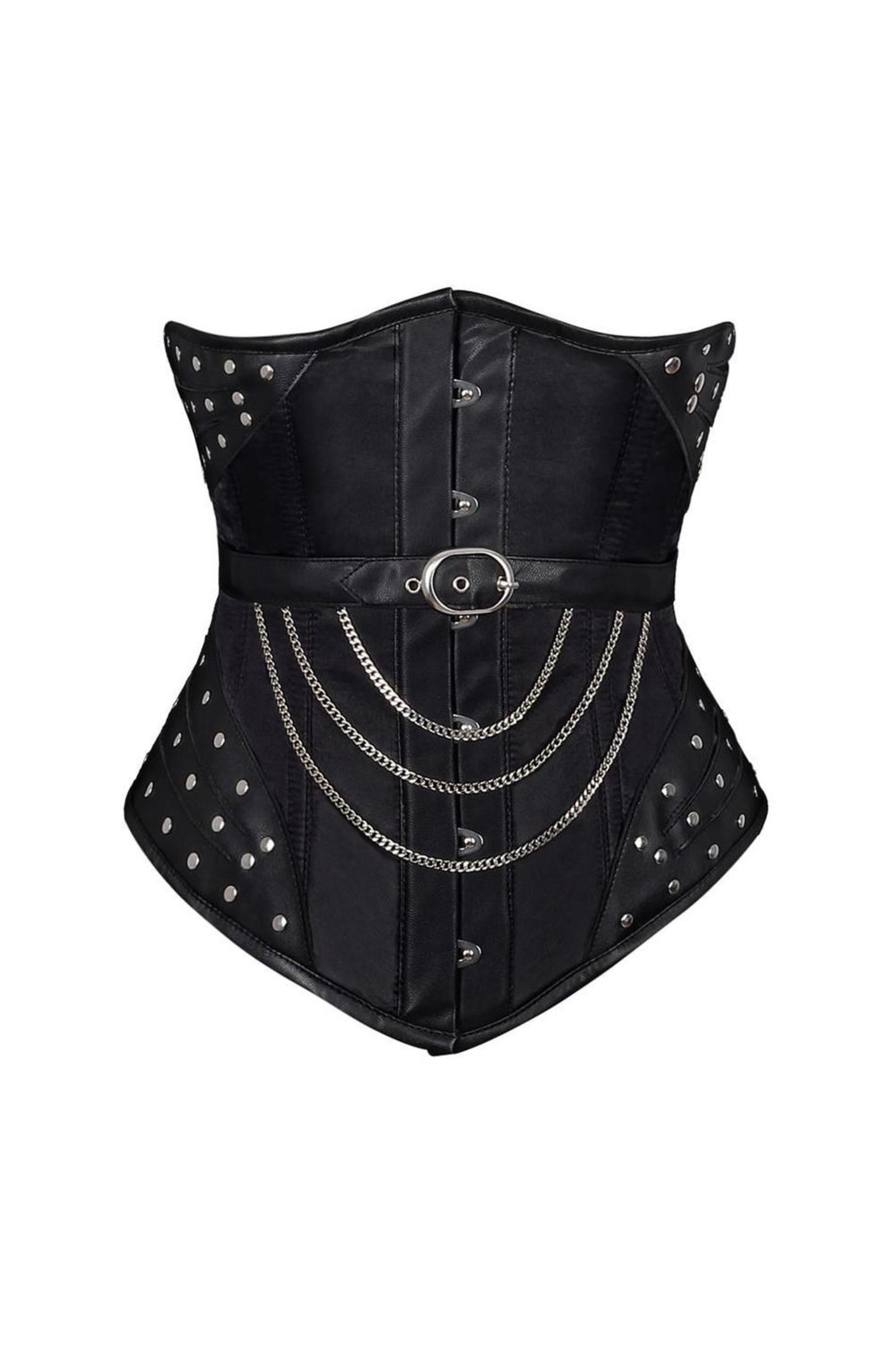 Black Faux Leather Gothic Underbust Corset Belt curvycorset.com