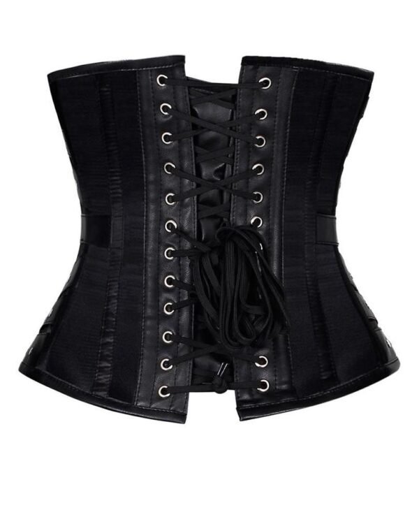 Black Faux Leather Gothic Underbust Corset Belt curvycorset.com
