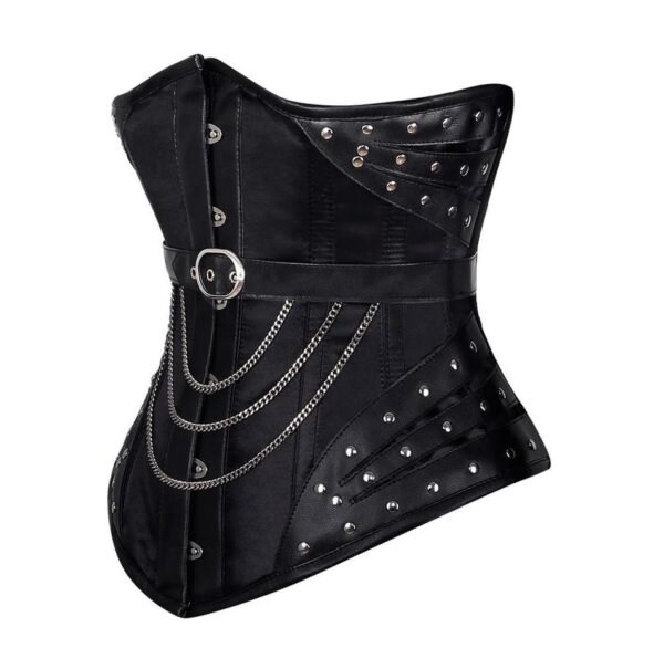 Black Faux Leather Gothic Underbust Corset Belt curvycorset.com