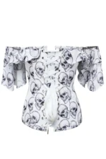 White And Grey Skull Gothic Corset bustier Top curvycorset.com