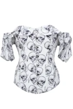 White And Grey Skull Gothic Corset bustier Top curvycorset.com