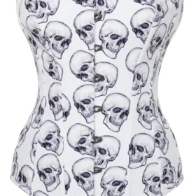 White And Grey Skull Gothic Corset bustier Top curvycorset.com
