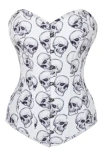 White And Grey Skull Gothic Corset bustier Top curvycorset.com