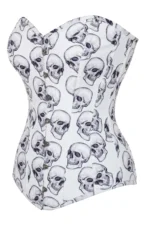 White And Grey Skull Gothic Corset bustier Top curvycorset.com