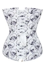 White And Grey Skull Gothic Corset bustier Top curvycorset.com