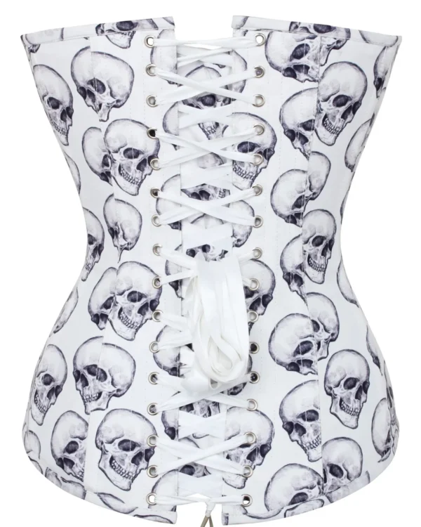 White And Grey Skull Gothic Corset bustier Top curvycorset.com