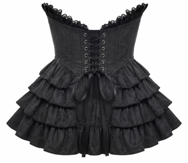 Black Gothic Cross Zip Overbust Corset curvycorset.com