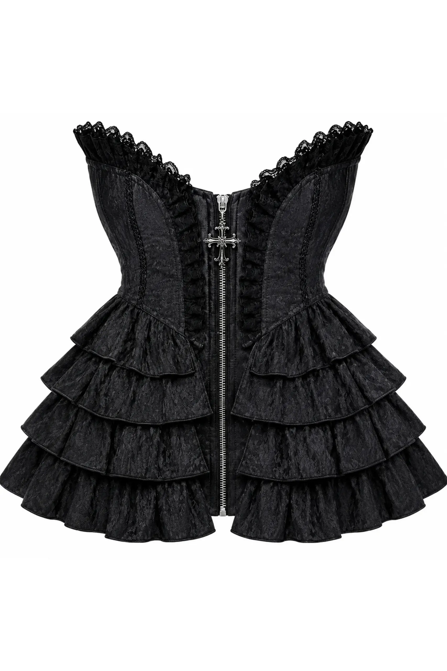 Black Gothic Cross Zip Overbust Corset curvycorset.com Black Gothic Cross Zip Overbust Corset curvycorset.com