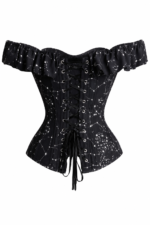 Gothic Cotton Astronomy Print Sleeved Corset Top curvycorset.com