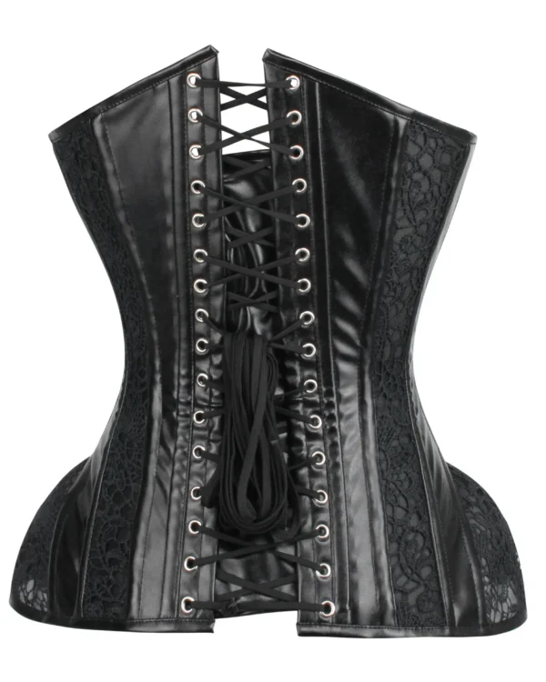 Strapless Leather Gothic Butier Corset Top with Hip Panels curvycorset.com
