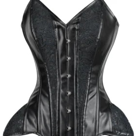 Strapless Leather Gothic Butier Corset Top with Hip Panels curvycorset.com