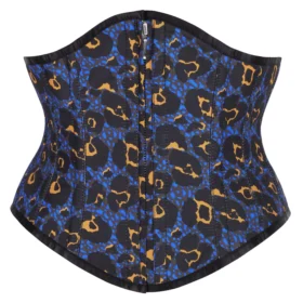 Front Zip Purple Leopard Print Waspie Gothic Corset curvycorset.com