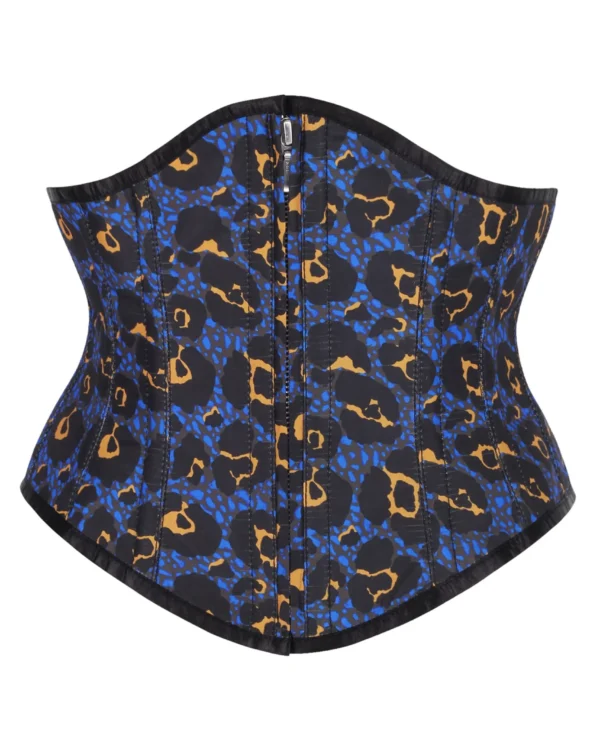 Front Zip Purple Leopard Print Waspie Gothic Corset curvycorset.com