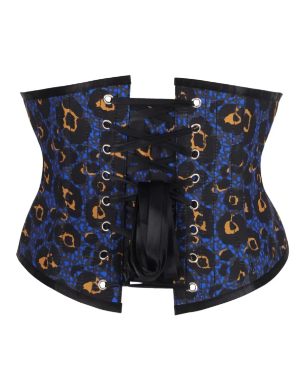 Front Zip Purple Leopard Print Waspie Gothic Corset curvycorset.com