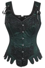 Green Couture Gothic Corset Top with Shoulder Straps curvycorset.com