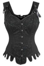 Black Gothic Overbust Corset Top with Shoulder Straps curvycorset.com