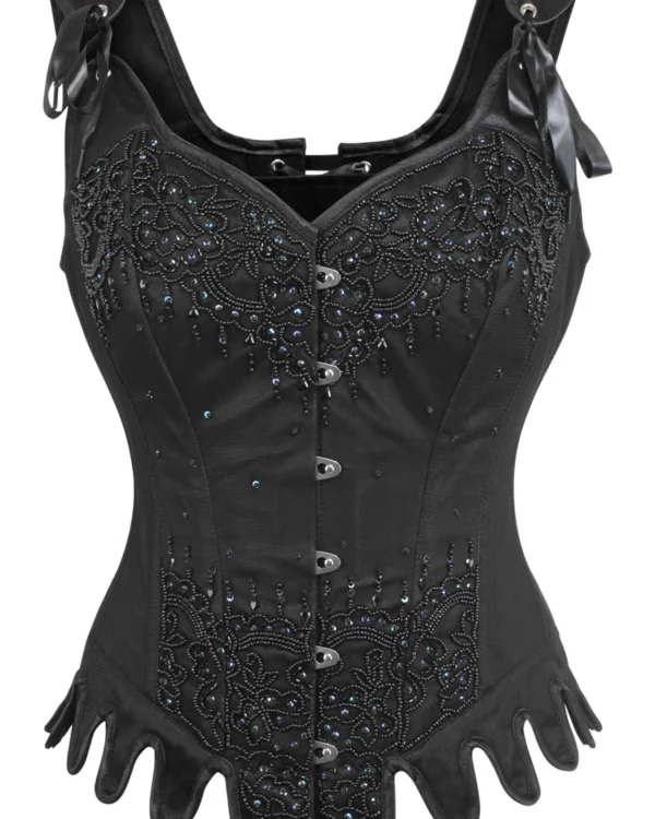 Black Gothic Overbust Corset Top with Shoulder Straps curvycorset.com