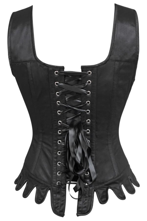 Black Gothic Overbust Corset Top with Shoulder Straps curvycorset.com
